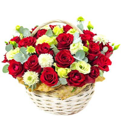 Композиция из цветов в корзине «Цветочный симфонизм»